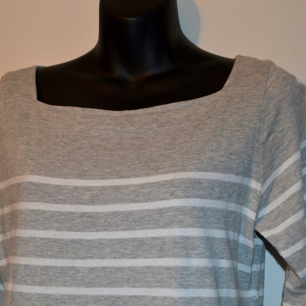 Square Neck Knee Length Striped Shirt Dress Size S - Picture 2 of 5